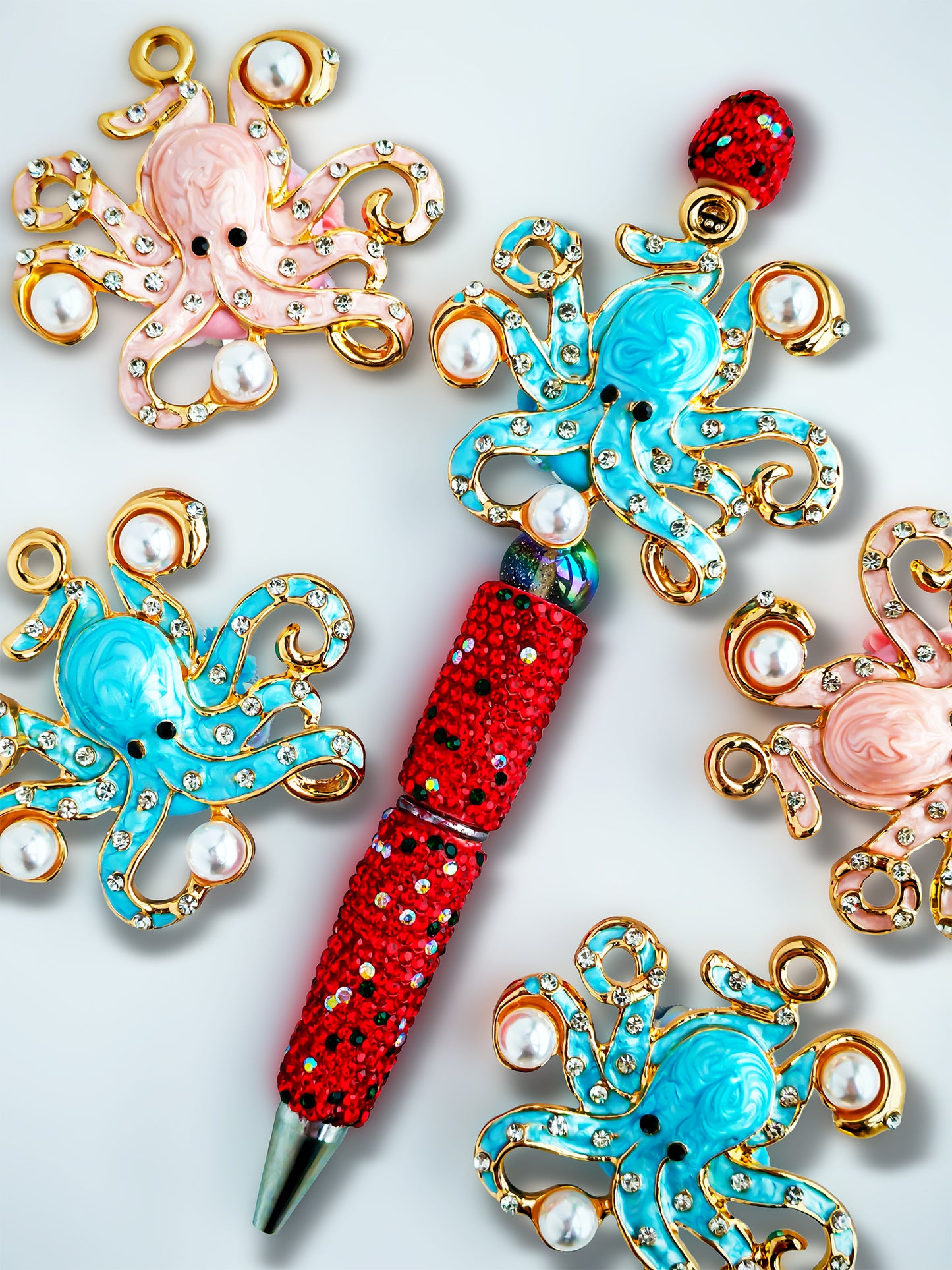 C52117 Metal Octopus Cute fairy tale style, Suitable For Bead Pens, Mobile Phone Pendants, Key Chains And Bags DIY Jewelry Craft Accessories