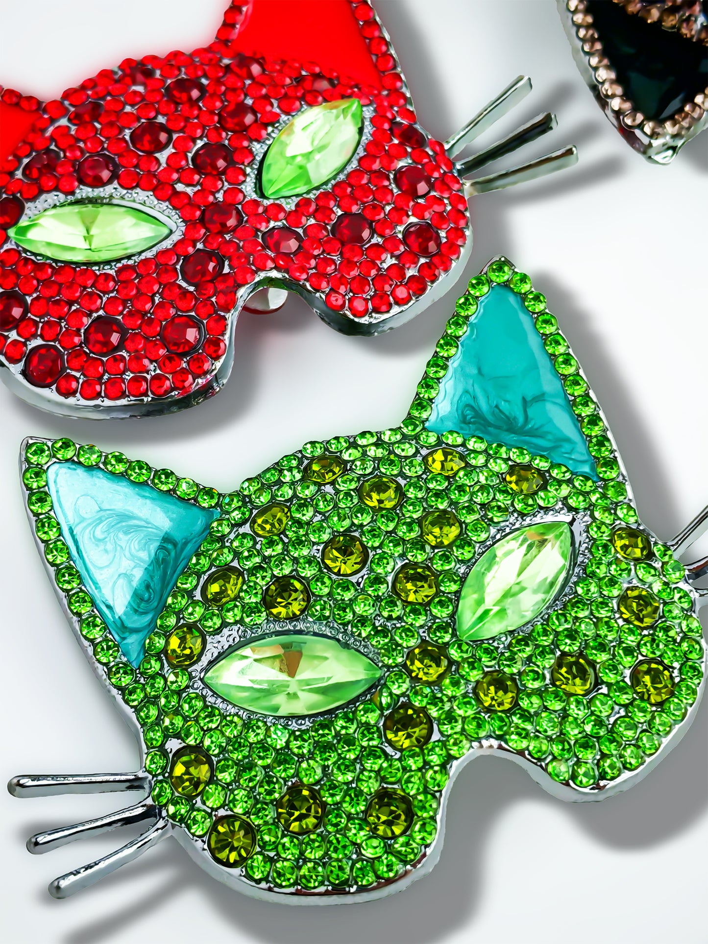 C52119 Metal Cat Face Mask Mysterious Thief Gemstone Eye Mask Cat Suitable For Bead Pens, Mobile Phone Pendants, Key Chains And Bags DIY Jewelry Craft Accessories
