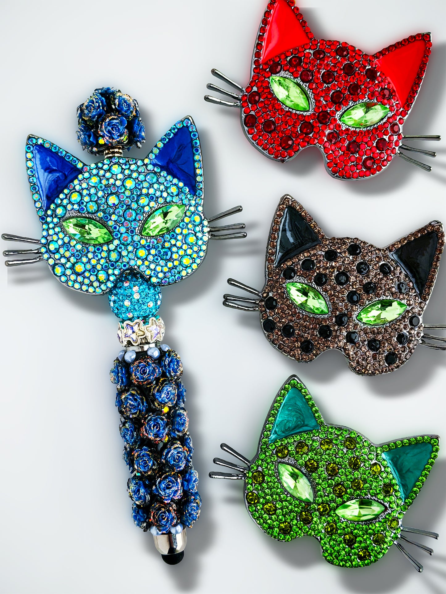 C52119 Metal Cat Face Mask Mysterious Thief Gemstone Eye Mask Cat Suitable For Bead Pens, Mobile Phone Pendants, Key Chains And Bags DIY Jewelry Craft Accessories