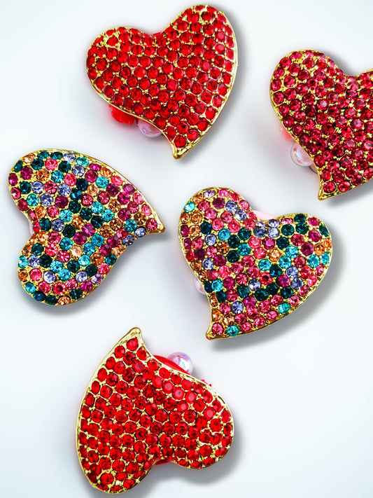 C52122 Metal Valentine's Day Full Diamond Heart Suitable For DIY Bracelet, Necklace, Keychain, Durable Jewelry Making Supplies, DIY Pens, Phonechains