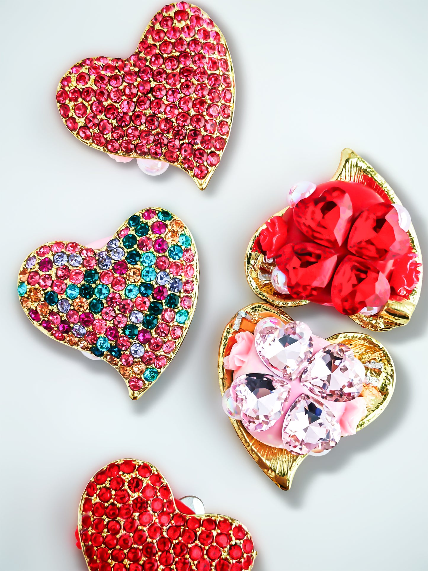 C52122 Metal Valentine's Day Full Diamond Heart Suitable For DIY Bracelet, Necklace, Keychain, Durable Jewelry Making Supplies, DIY Pens, Phonechains