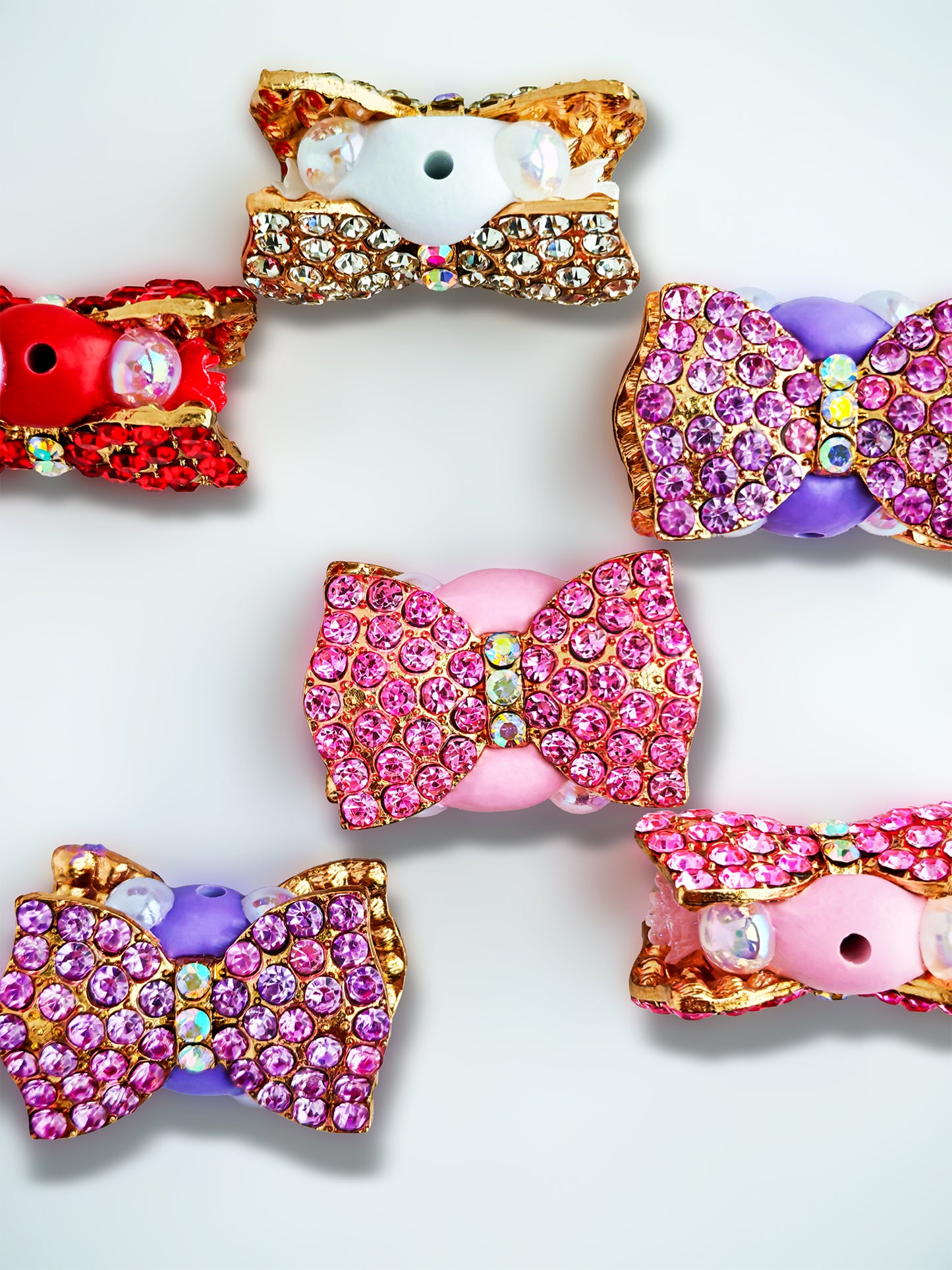 C52124 Metal Diamond-Studded Candy Bow Suitable For Necklace, Bracelet, Phone Chain, Bag Charms, Key-chain