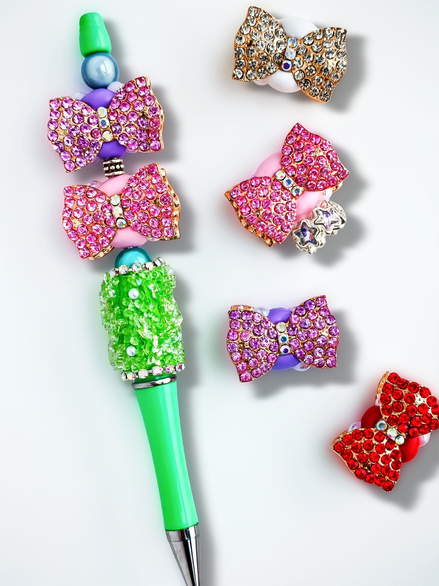C52124 Metal Diamond-Studded Candy Bow Suitable For Necklace, Bracelet, Phone Chain, Bag Charms, Key-chain