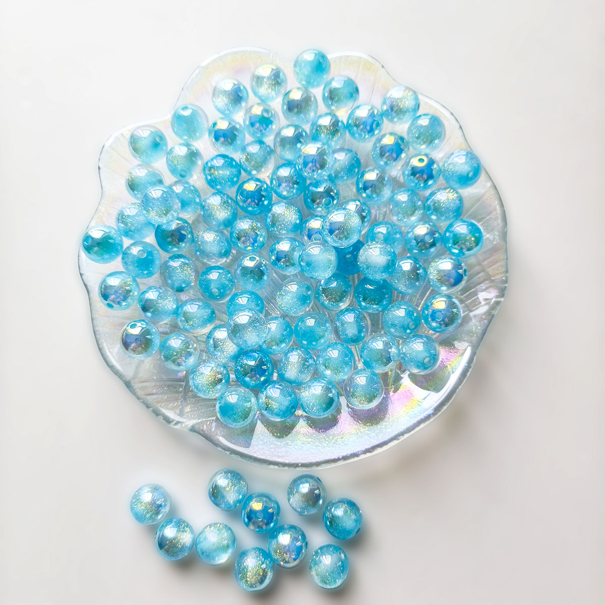 AA0145 25pcs/bag  12mm Mixed Color Iridescent Acrylic Beads Shiny Craft Beads for DIY Jewelry, Pen Decor & Handmade Projects