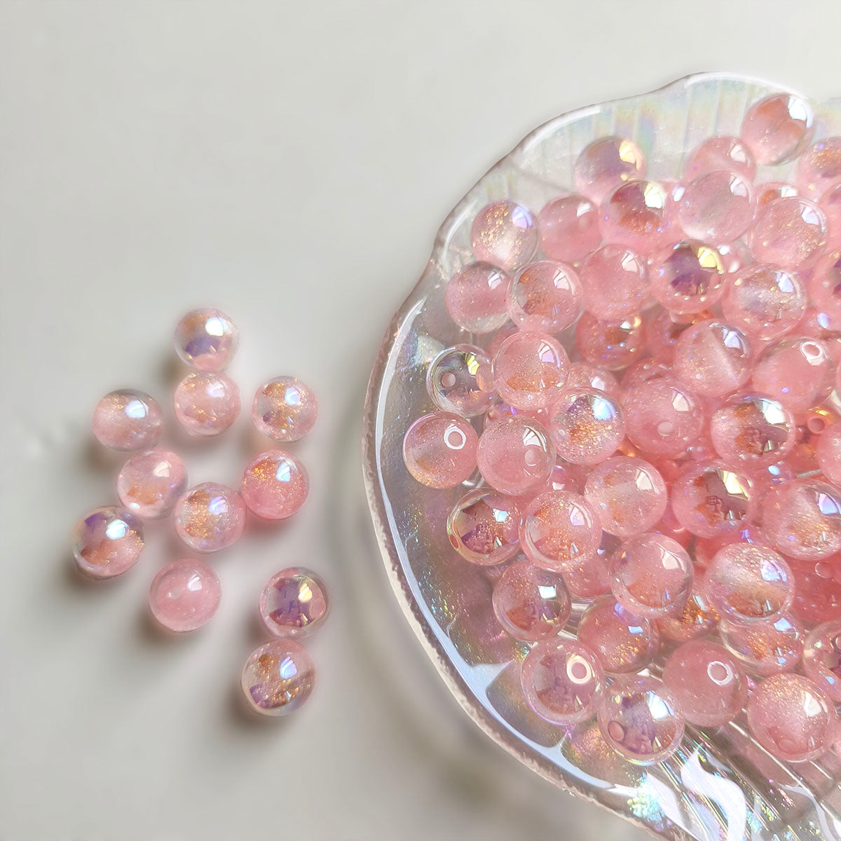 AA0145 25pcs/bag  12mm Mixed Color Iridescent Acrylic Beads Shiny Craft Beads for DIY Jewelry, Pen Decor & Handmade Projects
