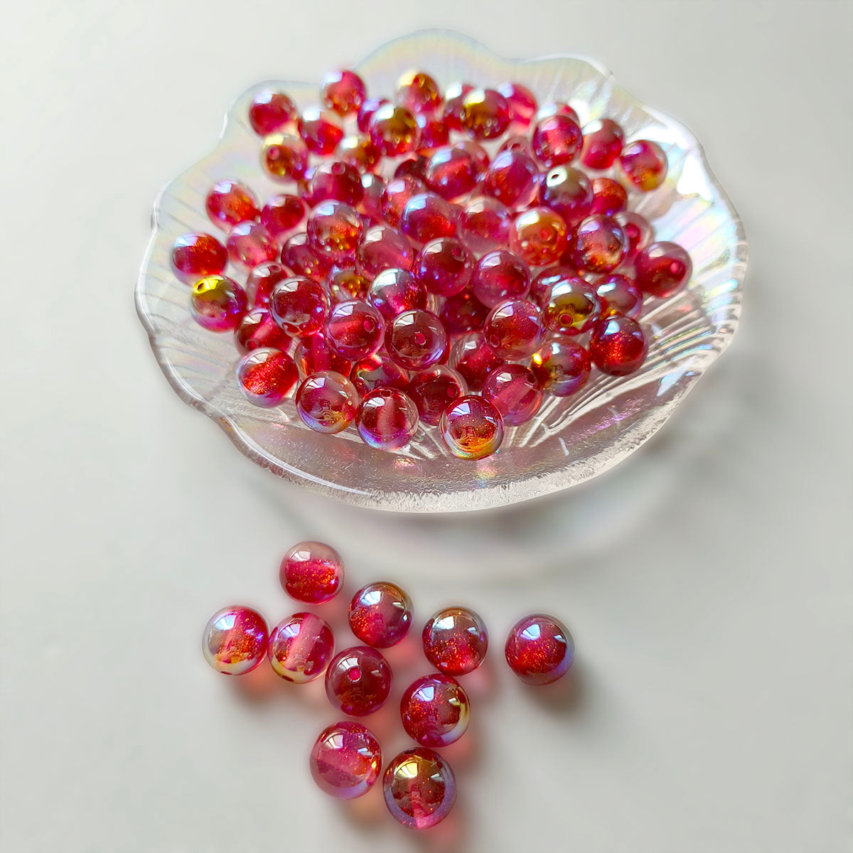 AA0145 25pcs/bag  12mm Mixed Color Iridescent Acrylic Beads Shiny Craft Beads for DIY Jewelry, Pen Decor & Handmade Projects