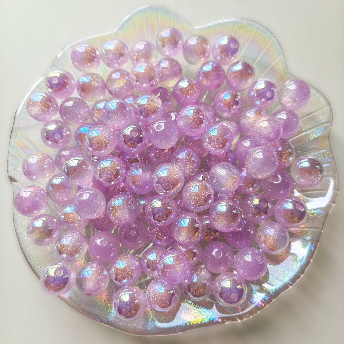 AA0145 25pcs/bag  12mm Mixed Color Iridescent Acrylic Beads Shiny Craft Beads for DIY Jewelry, Pen Decor & Handmade Projects