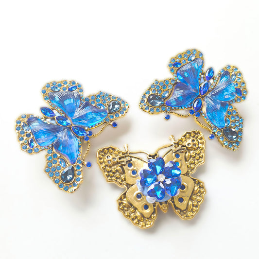 C52140 Vintage Glam Alloy Butterfly Embellishments - Colorful Enamel & Rhinestone Decor for DIY Jewelry, Clothing & Crafts