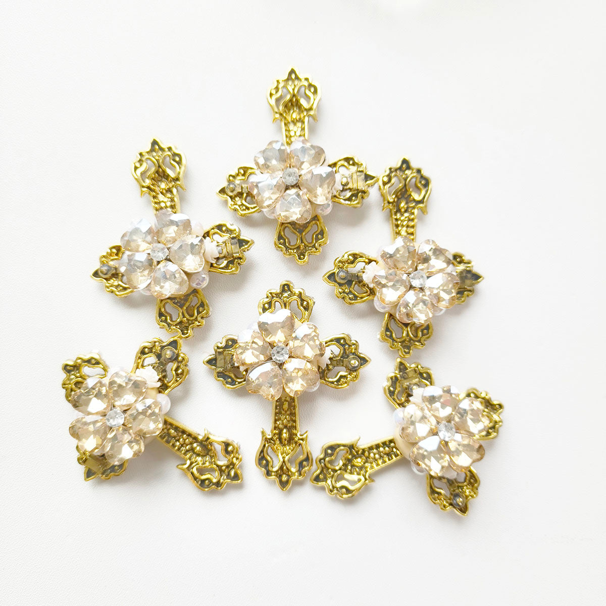 AA0158 Vintage Retro Rhinestone Cross Beads - DIY Handmade Luxury Decorative Beading Supplies