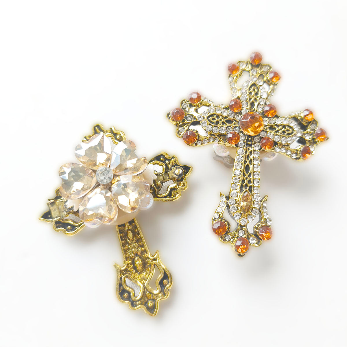 AA0158 Vintage Retro Rhinestone Cross Beads - DIY Handmade Luxury Decorative Beading Supplies