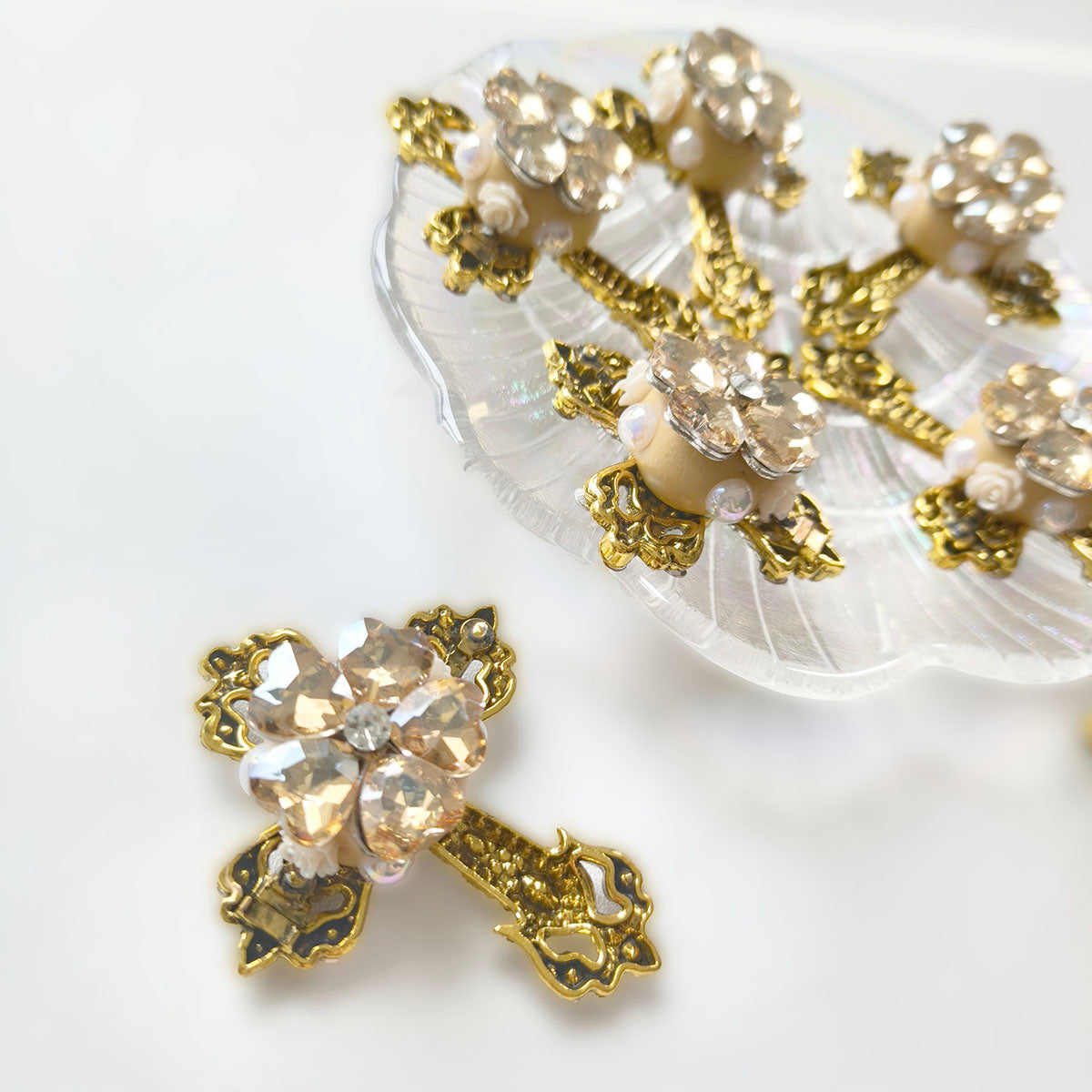 AA0158 Vintage Retro Rhinestone Cross Beads - DIY Handmade Luxury Decorative Beading Supplies