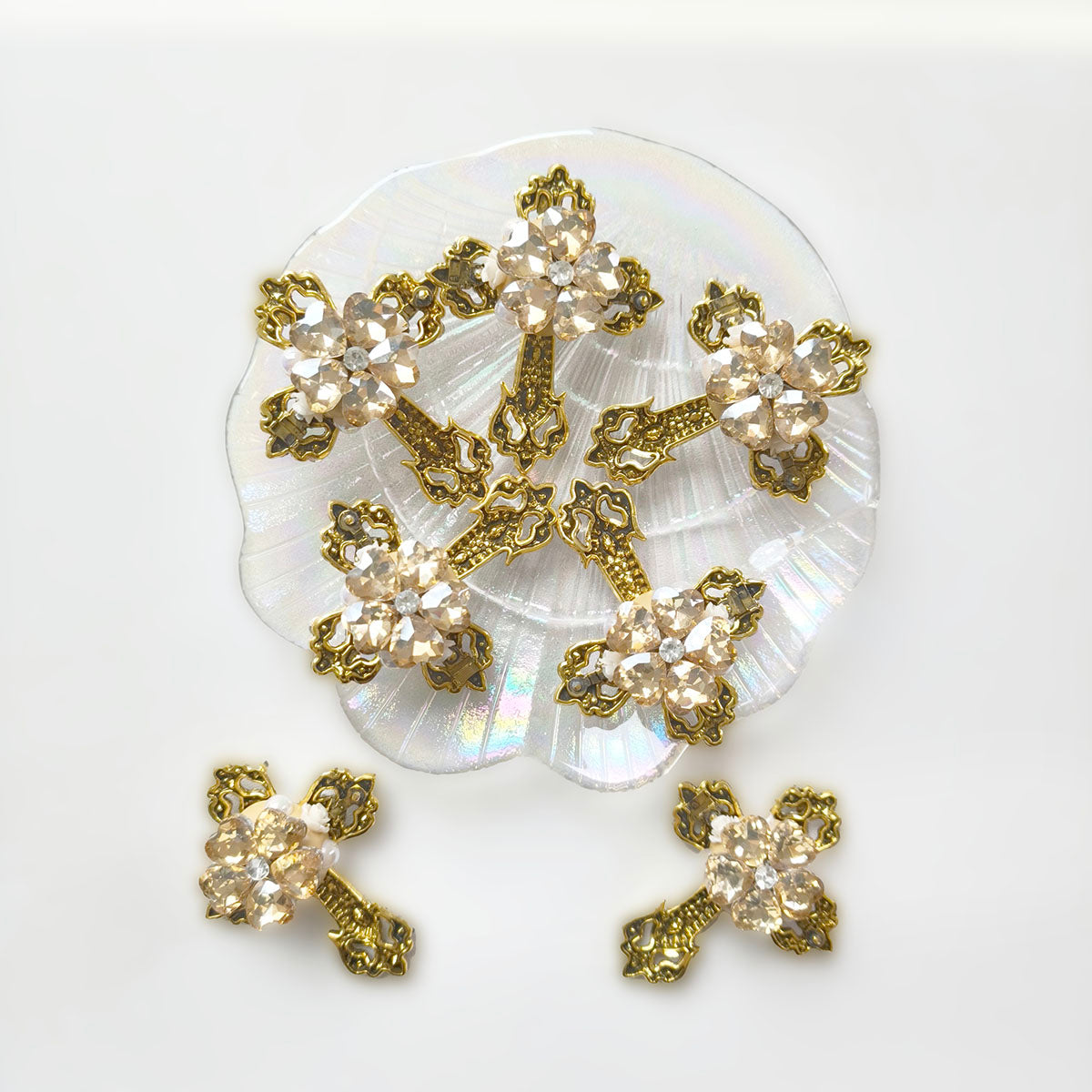 AA0158 Vintage Retro Rhinestone Cross Beads - DIY Handmade Luxury Decorative Beading Supplies
