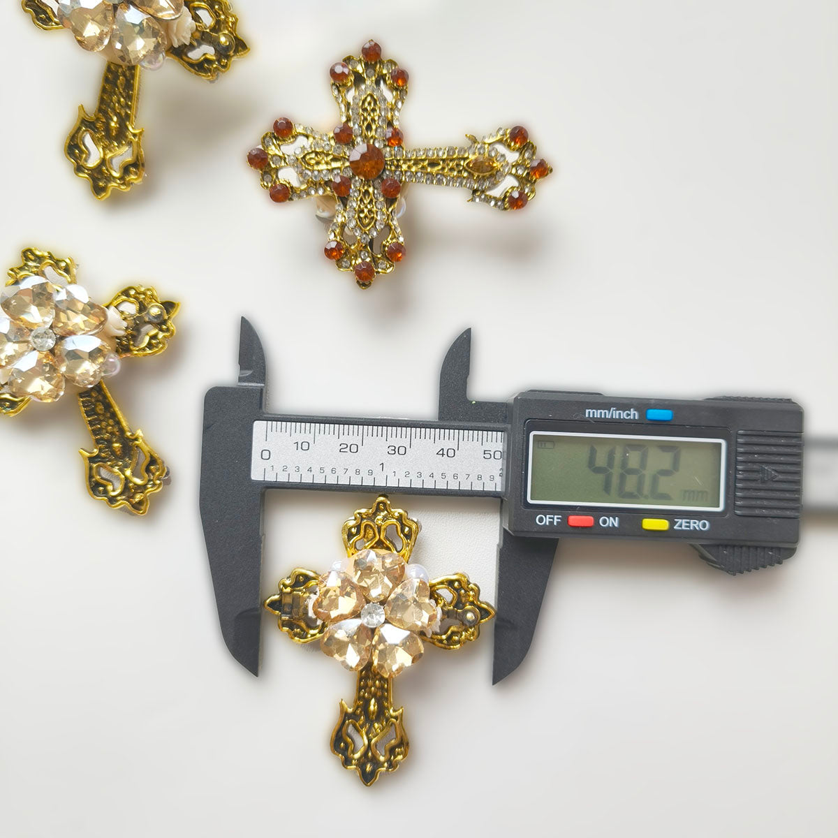 AA0158 Vintage Retro Rhinestone Cross Beads - DIY Handmade Luxury Decorative Beading Supplies