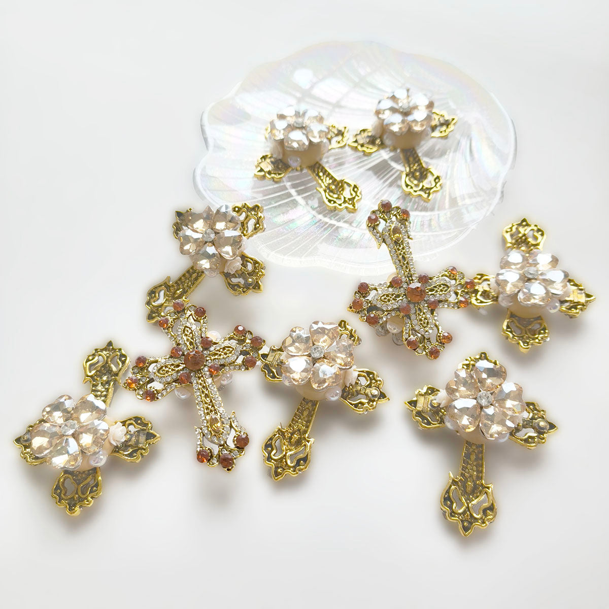AA0158 Vintage Retro Rhinestone Cross Beads - DIY Handmade Luxury Decorative Beading Supplies