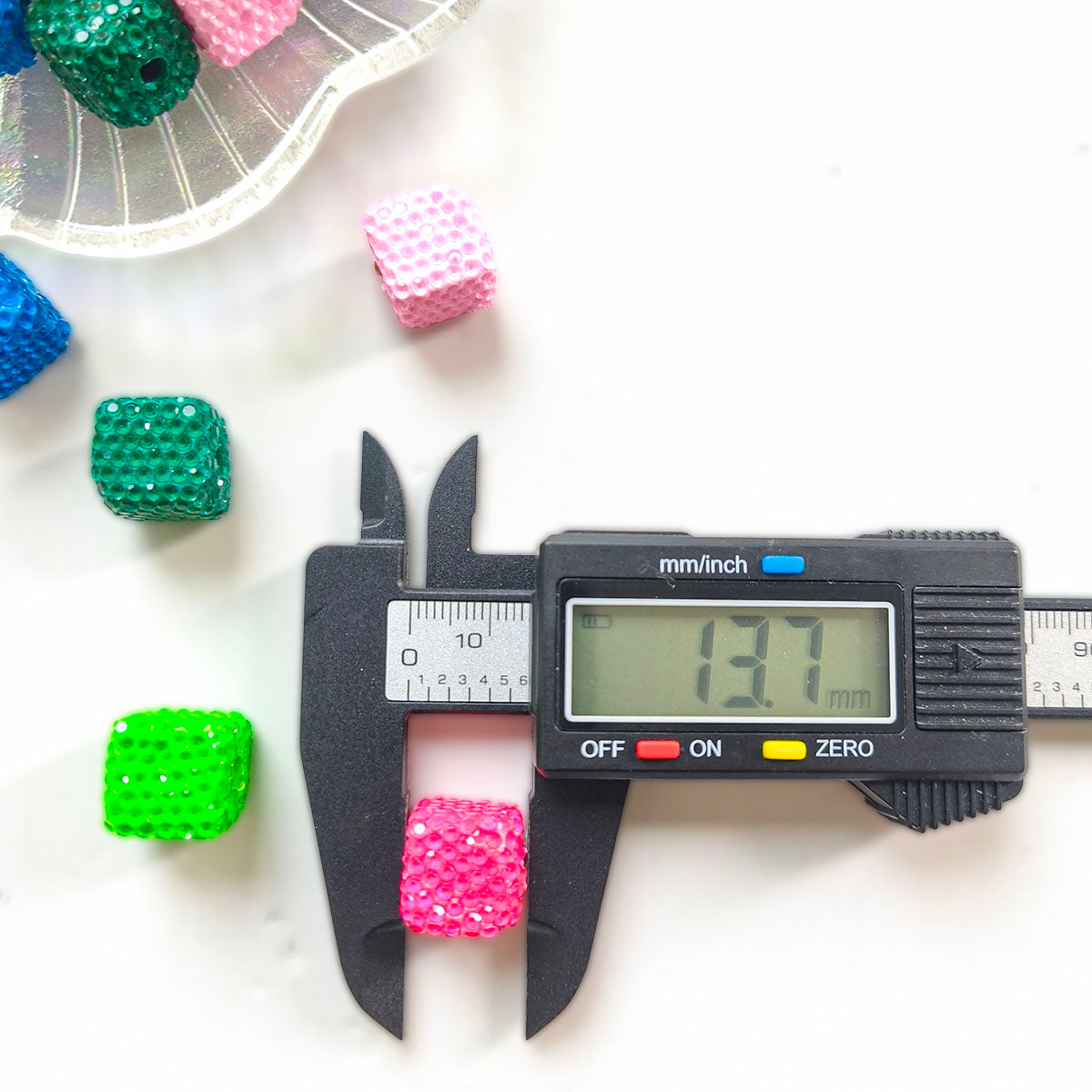 AA0148 Mixed Color Textured Cube Acrylic Beads - Sparkly Craft Beads for DIY Jewelry, Bracelets & Handmade Projects