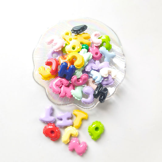 AA0155 Colorful Wave-Edged Acrylic Large-Hole Alphabet Beads - DIY Craft Beads for Jewelry, Bracelets & Handmade Accessories