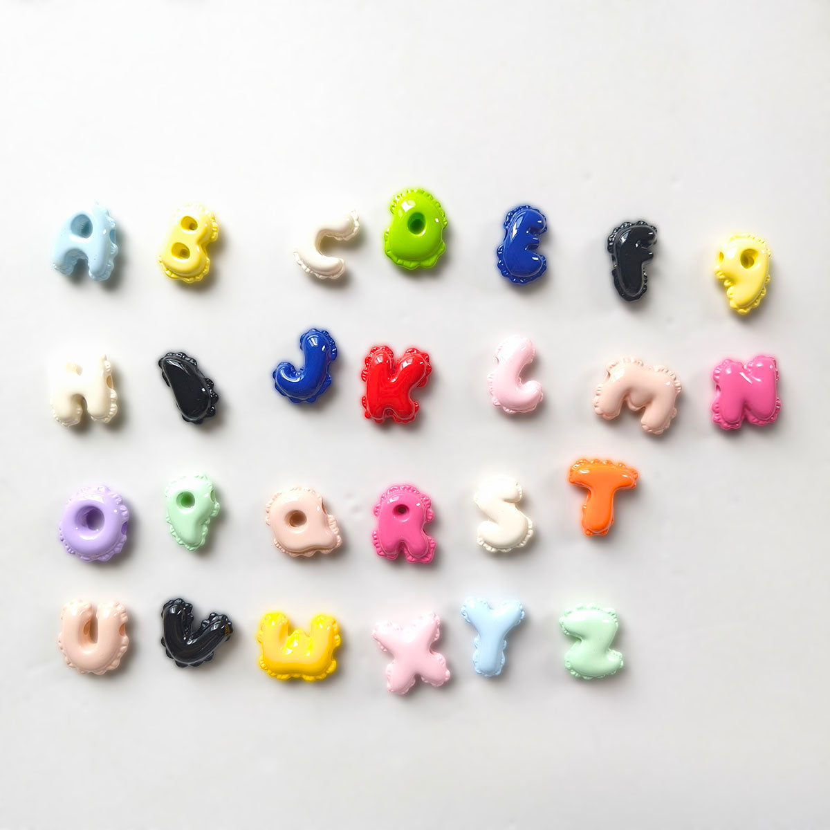 AA0155 Colorful Wave-Edged Acrylic Large-Hole Alphabet Beads - DIY Craft Beads for Jewelry, Bracelets & Handmade Accessories