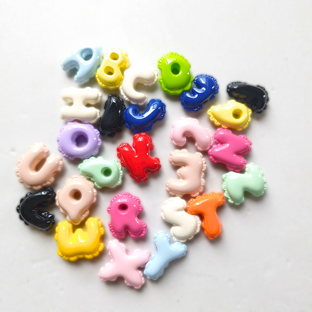 AA0155 Colorful Wave-Edged Acrylic Large-Hole Alphabet Beads - DIY Craft Beads for Jewelry, Bracelets & Handmade Accessories