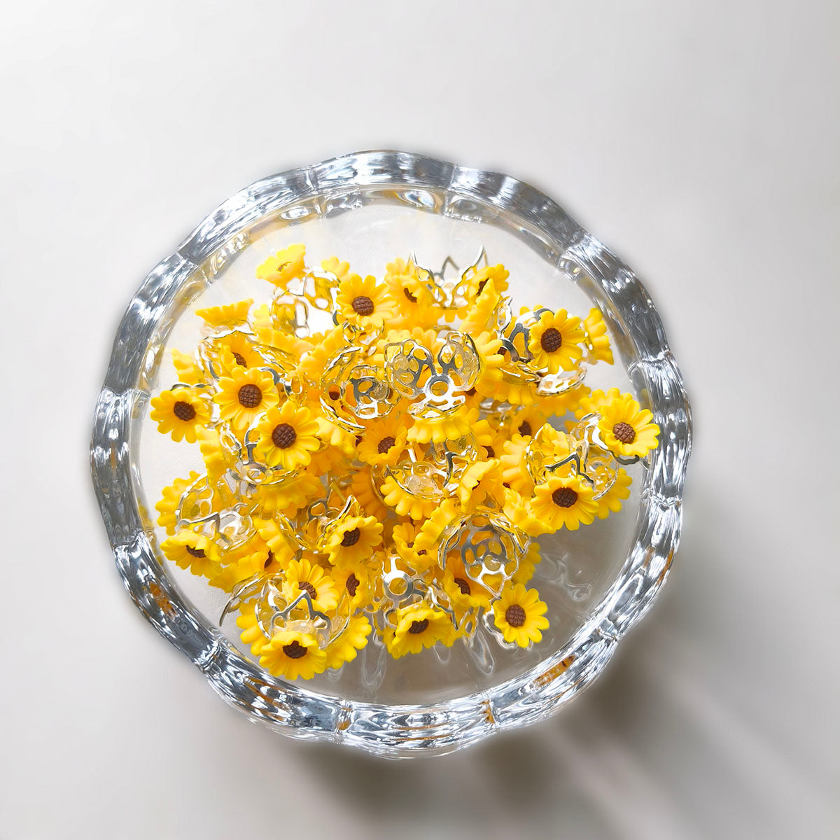 C52145 Sunflower Spacer Beads - DIY Handmade Beading Accessories Yellow Sunflower Decor Beads