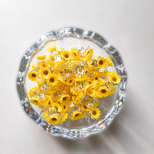 C52145 Sunflower Spacer Beads - DIY Handmade Beading Accessories Yellow Sunflower Decor Beads