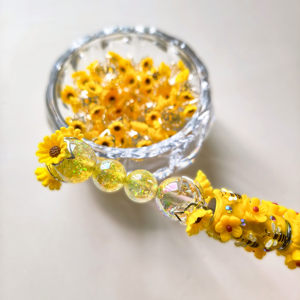 C52145 Sunflower Spacer Beads - DIY Handmade Beading Accessories Yellow Sunflower Decor Beads
