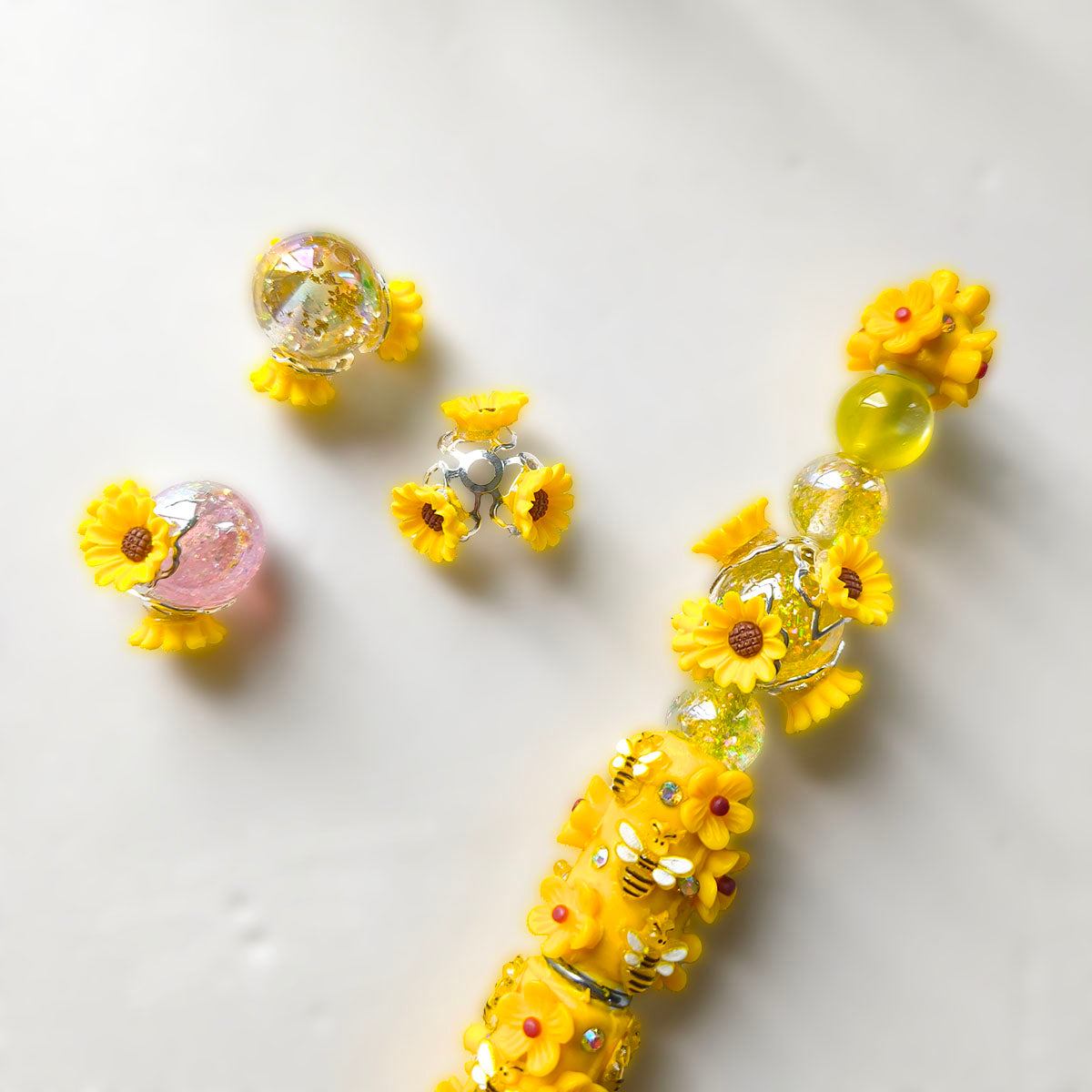 C52145 Sunflower Spacer Beads - DIY Handmade Beading Accessories Yellow Sunflower Decor Beads
