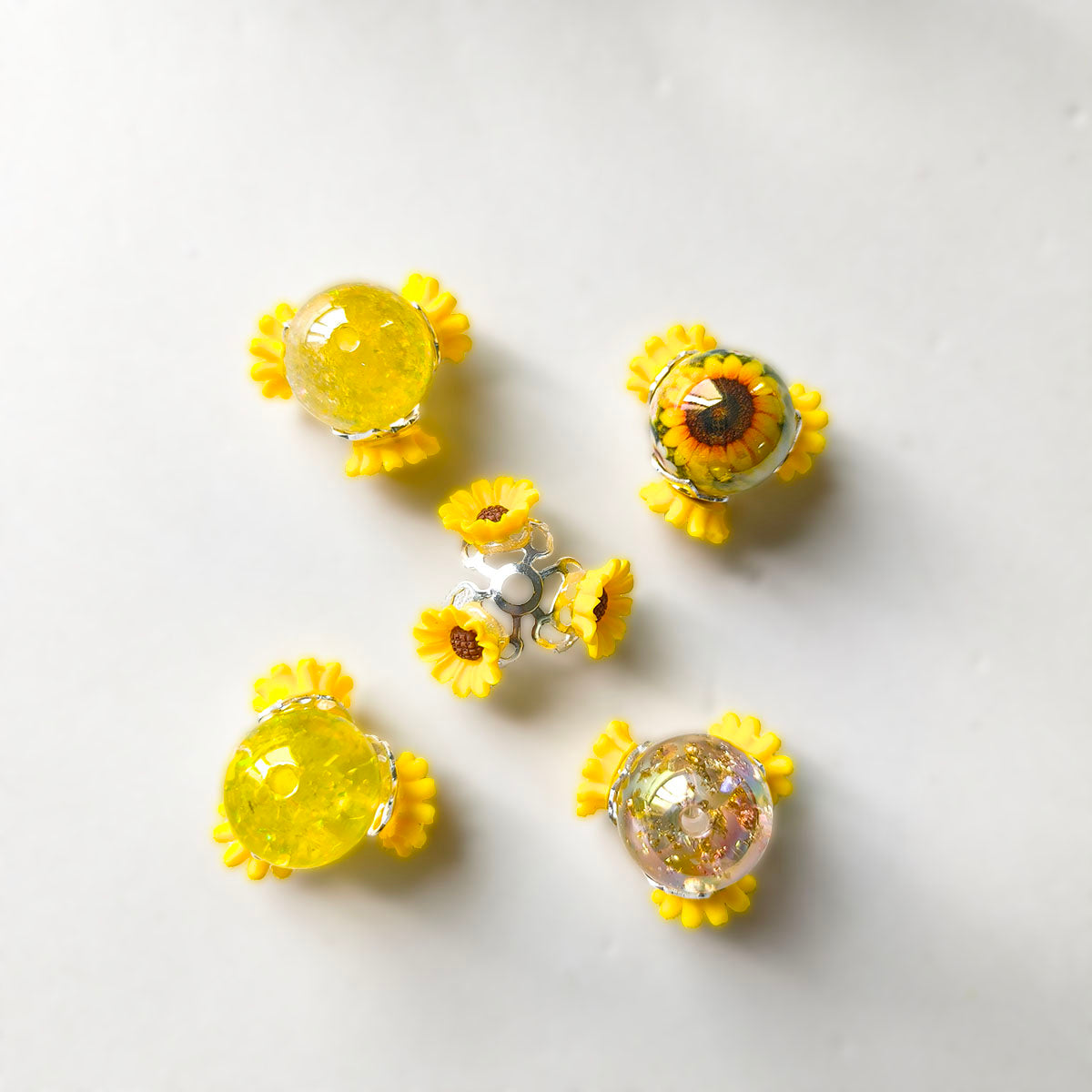 C52145 Sunflower Spacer Beads - DIY Handmade Beading Accessories Yellow Sunflower Decor Beads