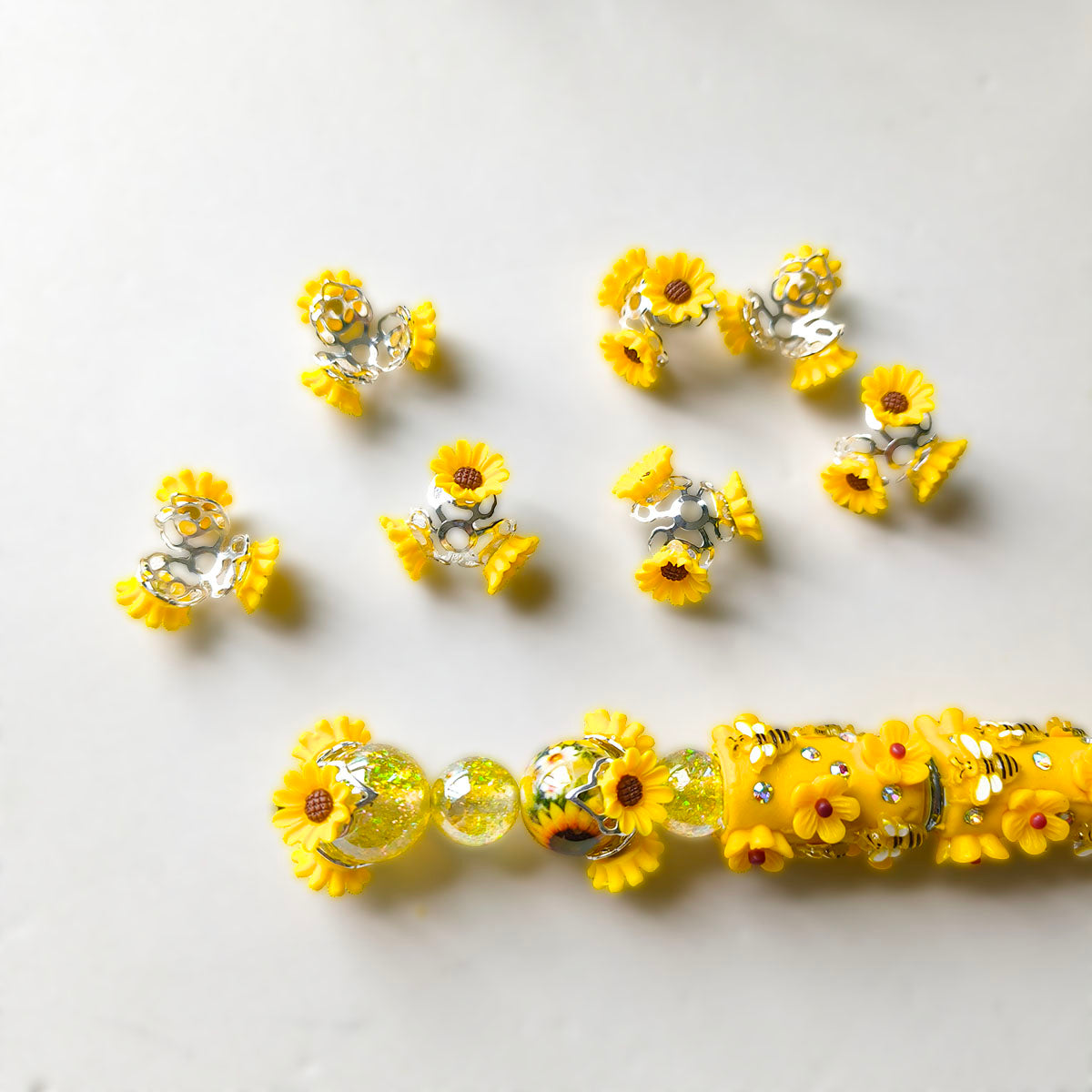 C52145 Sunflower Spacer Beads - DIY Handmade Beading Accessories Yellow Sunflower Decor Beads