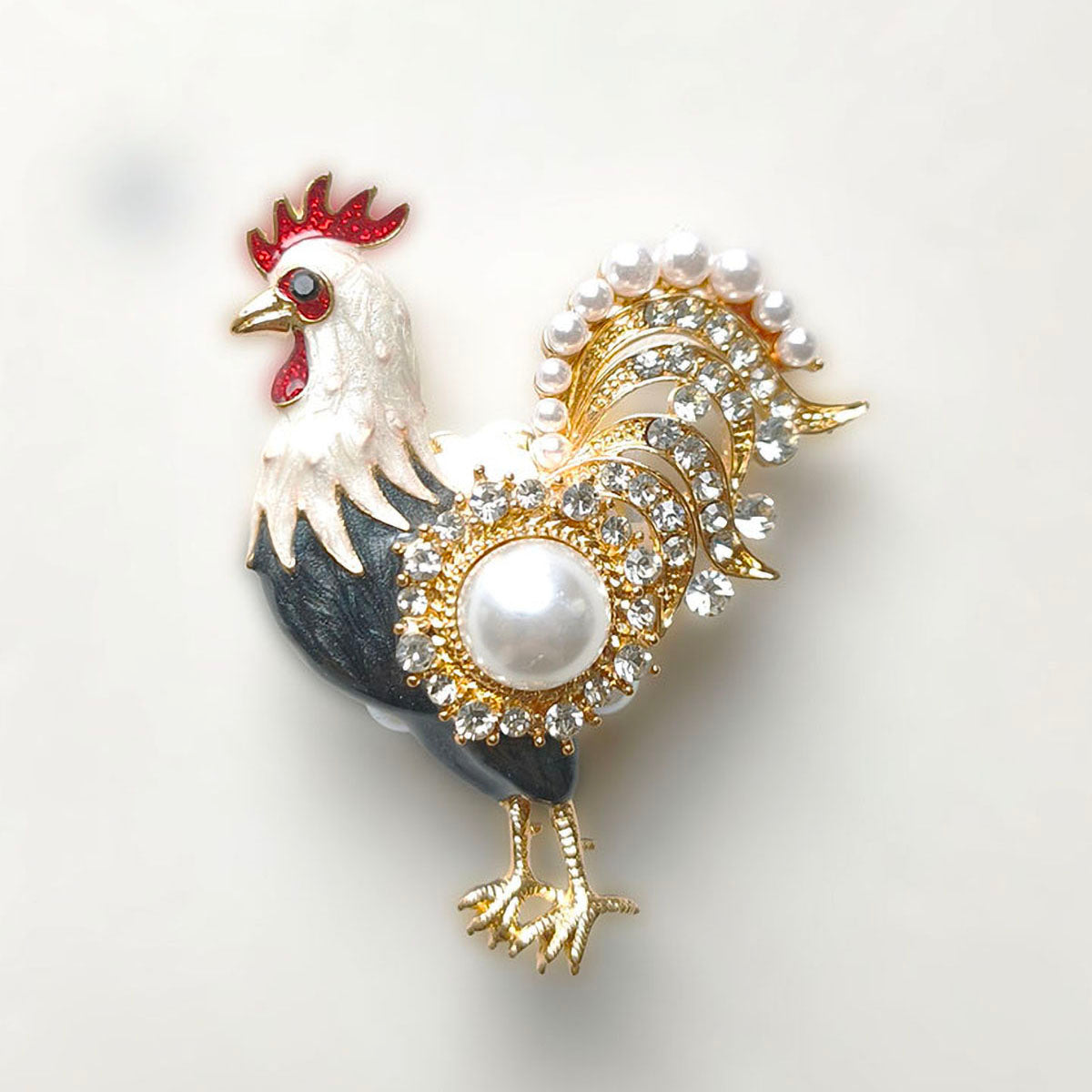 C52143 Vintage Glazed Zodiac Rooster Beads - DIY Handmade Luxury Rhinestone & Pearl Decorative Beading Supplies
