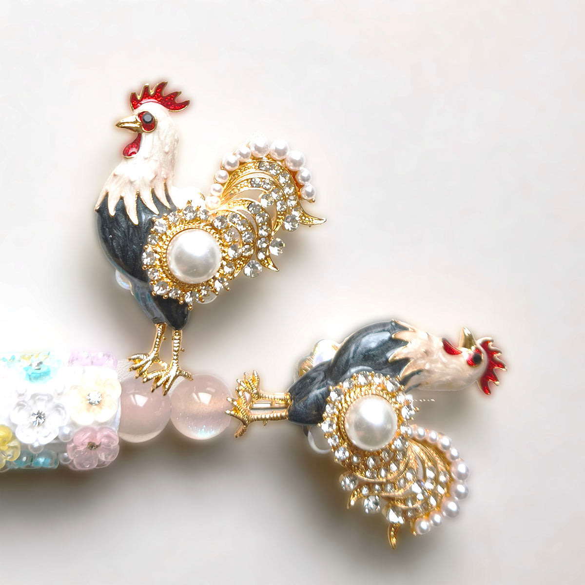C52143 Vintage Glazed Zodiac Rooster Beads - DIY Handmade Luxury Rhinestone & Pearl Decorative Beading Supplies