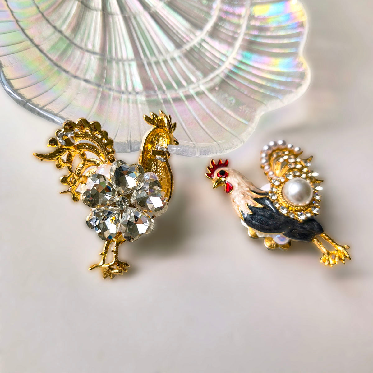 C52143 Vintage Glazed Zodiac Rooster Beads - DIY Handmade Luxury Rhinestone & Pearl Decorative Beading Supplies