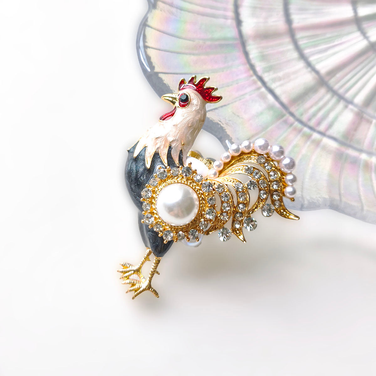 C52143 Vintage Glazed Zodiac Rooster Beads - DIY Handmade Luxury Rhinestone & Pearl Decorative Beading Supplies