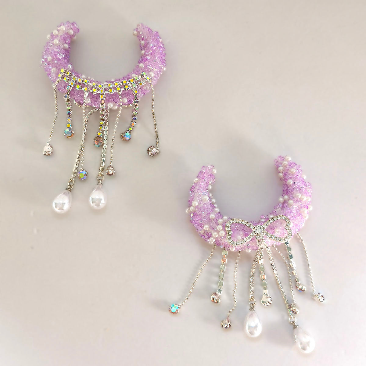 AA0159 Bowknot Tassel Pearl Sequin Moon Ship Acrylic Drill Beads - DIY Keychain & Necklace Accessories