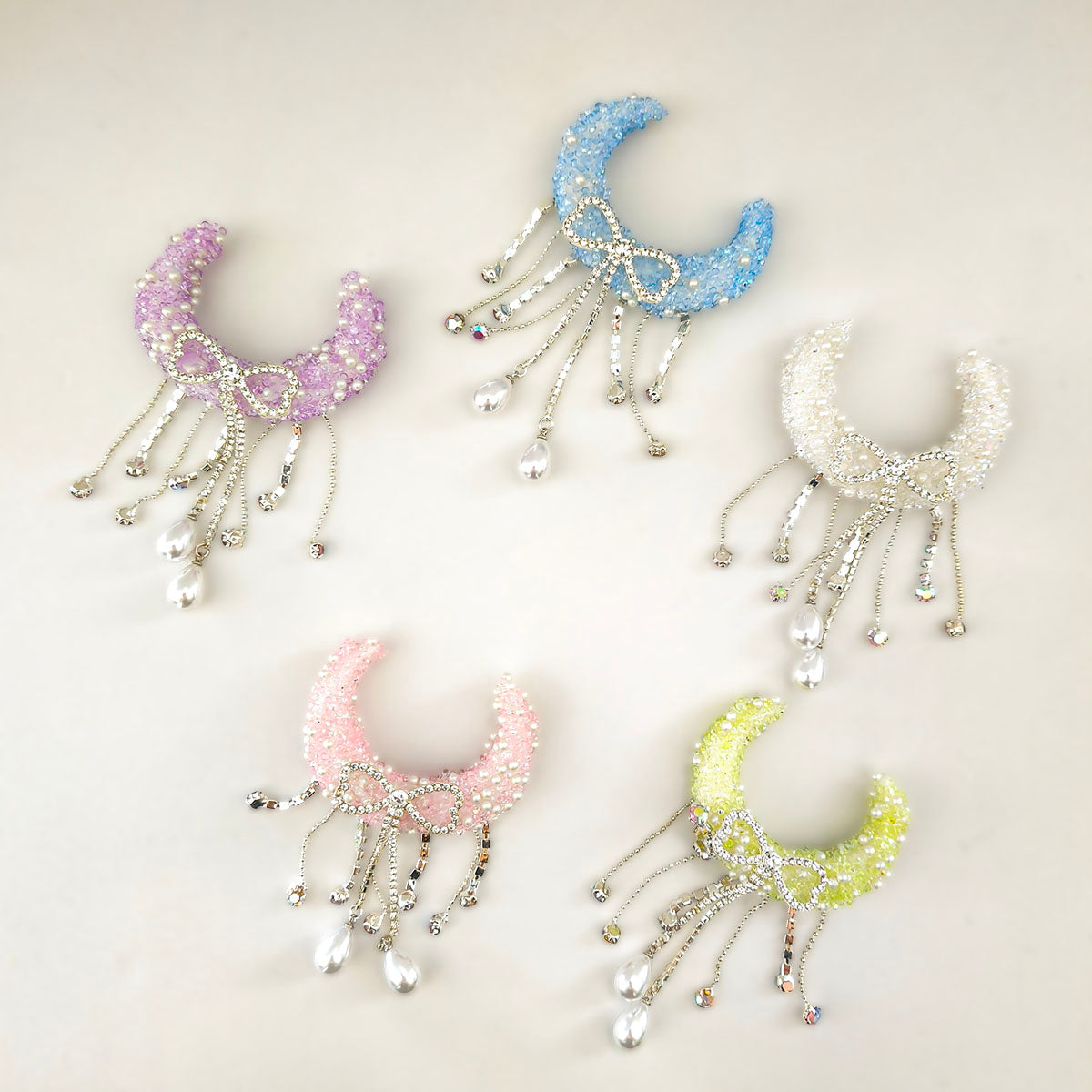AA0159 Bowknot Tassel Pearl Sequin Moon Ship Acrylic Drill Beads - DIY Keychain & Necklace Accessories