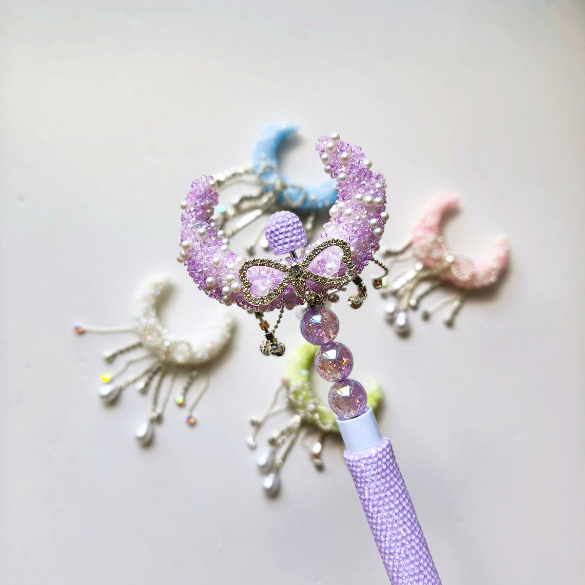 AA0159 Bowknot Tassel Pearl Sequin Moon Ship Acrylic Drill Beads - DIY Keychain & Necklace Accessories