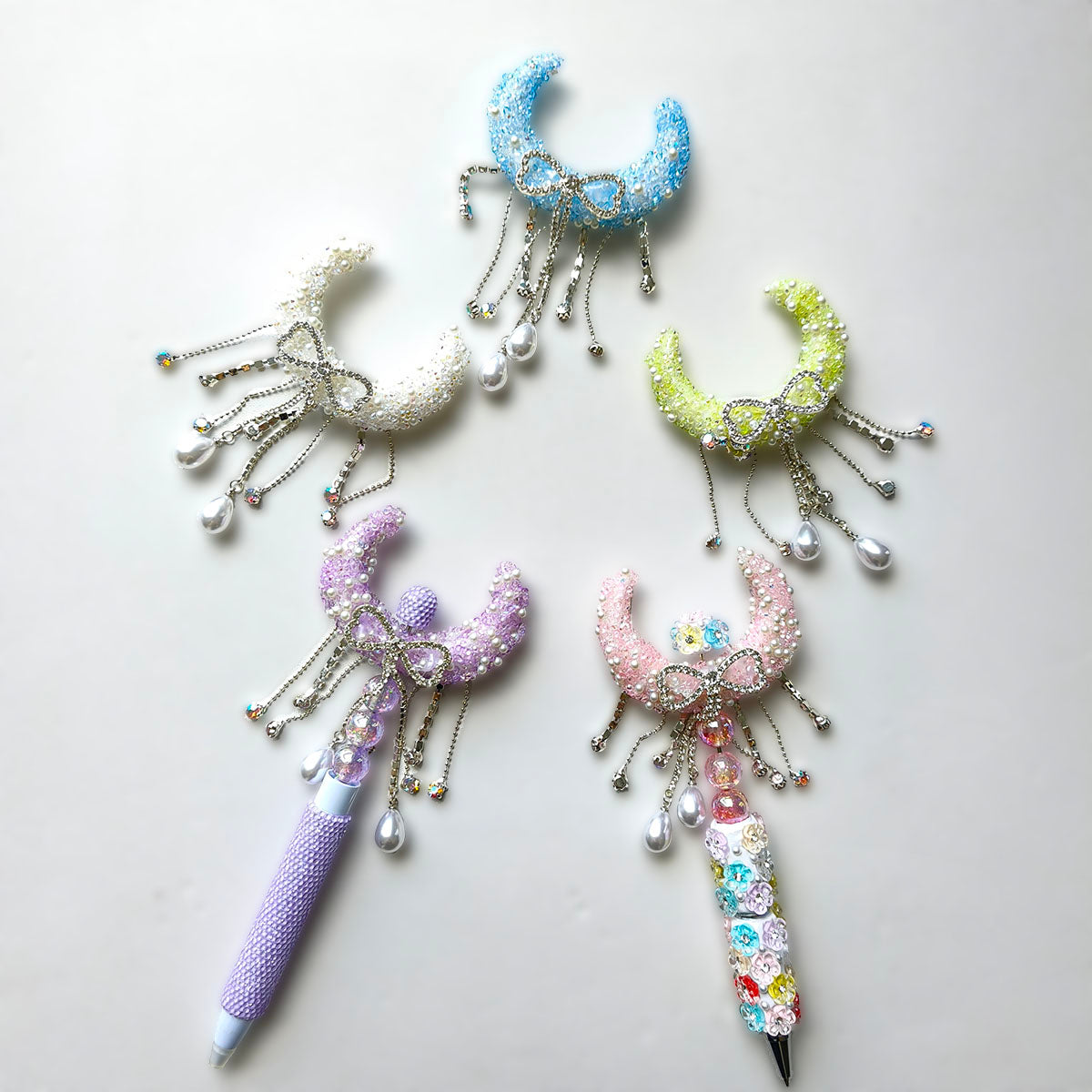 AA0159 Bowknot Tassel Pearl Sequin Moon Ship Acrylic Drill Beads - DIY Keychain & Necklace Accessories