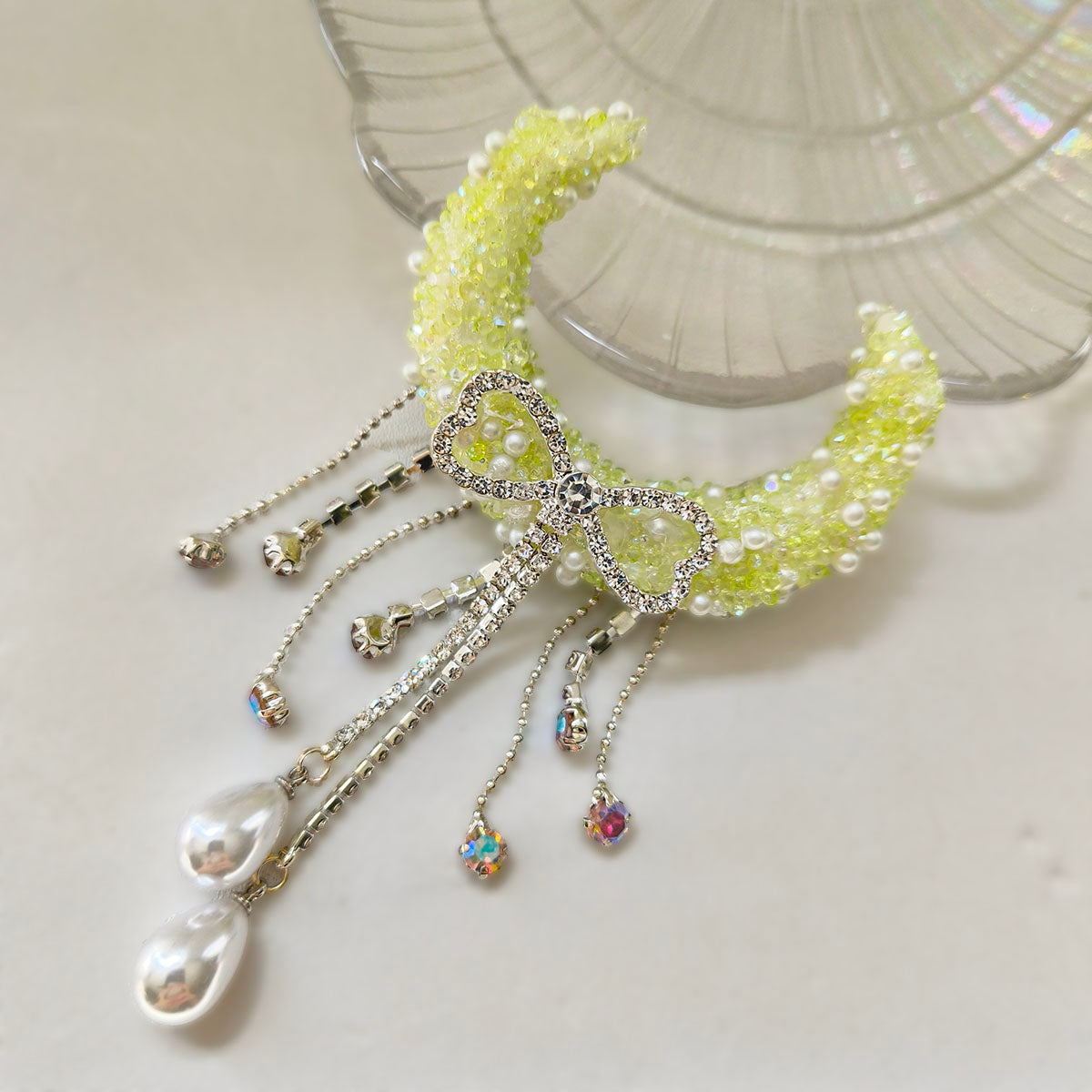 AA0159 Bowknot Tassel Pearl Sequin Moon Ship Acrylic Drill Beads - DIY Keychain & Necklace Accessories