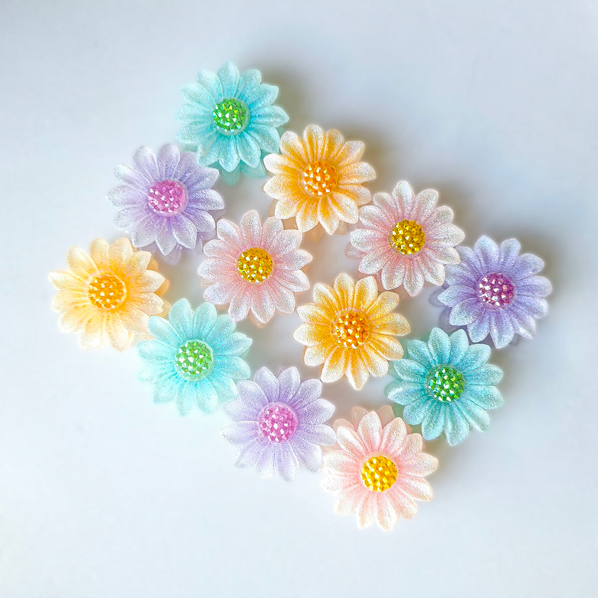 AA0168 Multi-Color Iridescent Sunflower Resin Straight-Hole Beads - DIY Beaded Pen Decor Handmade Jewelry Accessories