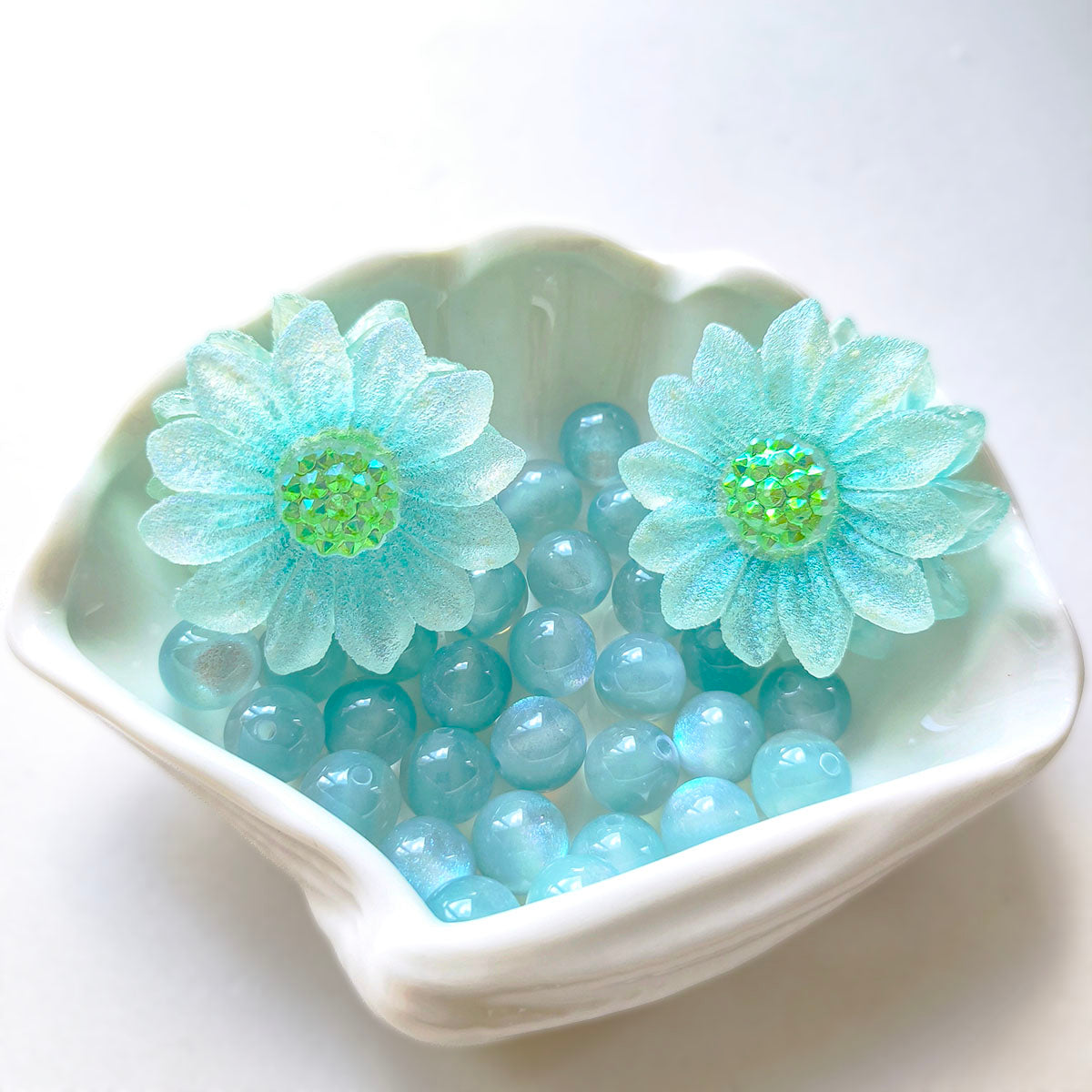 AA0168 Multi-Color Iridescent Sunflower Resin Straight-Hole Beads - DIY Beaded Pen Decor Handmade Jewelry Accessories