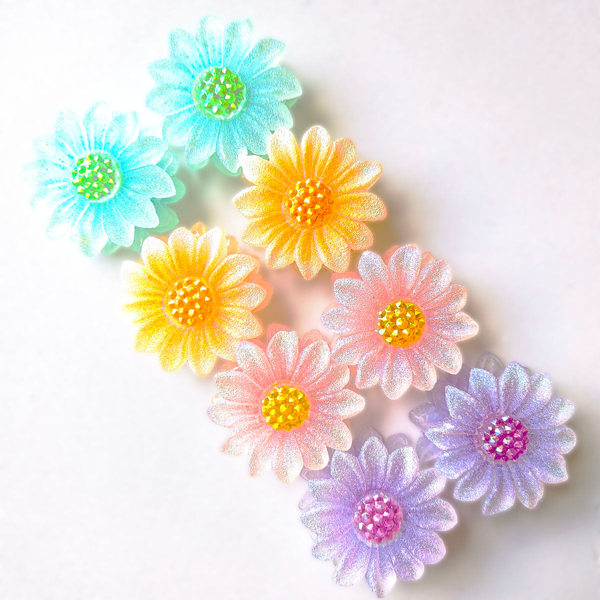 AA0168 Multi-Color Iridescent Sunflower Resin Straight-Hole Beads - DIY Beaded Pen Decor Handmade Jewelry Accessories