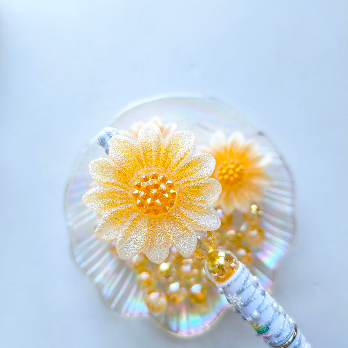 AA0168 Multi-Color Iridescent Sunflower Resin Straight-Hole Beads - DIY Beaded Pen Decor Handmade Jewelry Accessories