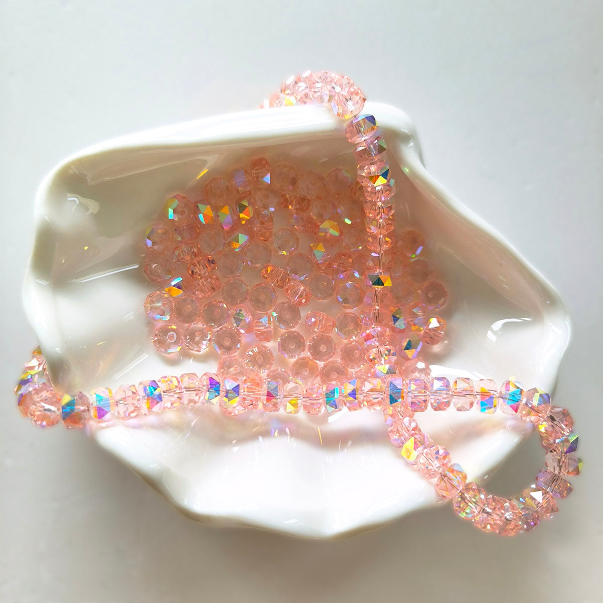 AA0170 8mm Iridescent Sparkle Cut Crystal Glass Wheel Flat Beads - Semi-Finished Jewelry Beading Accessories