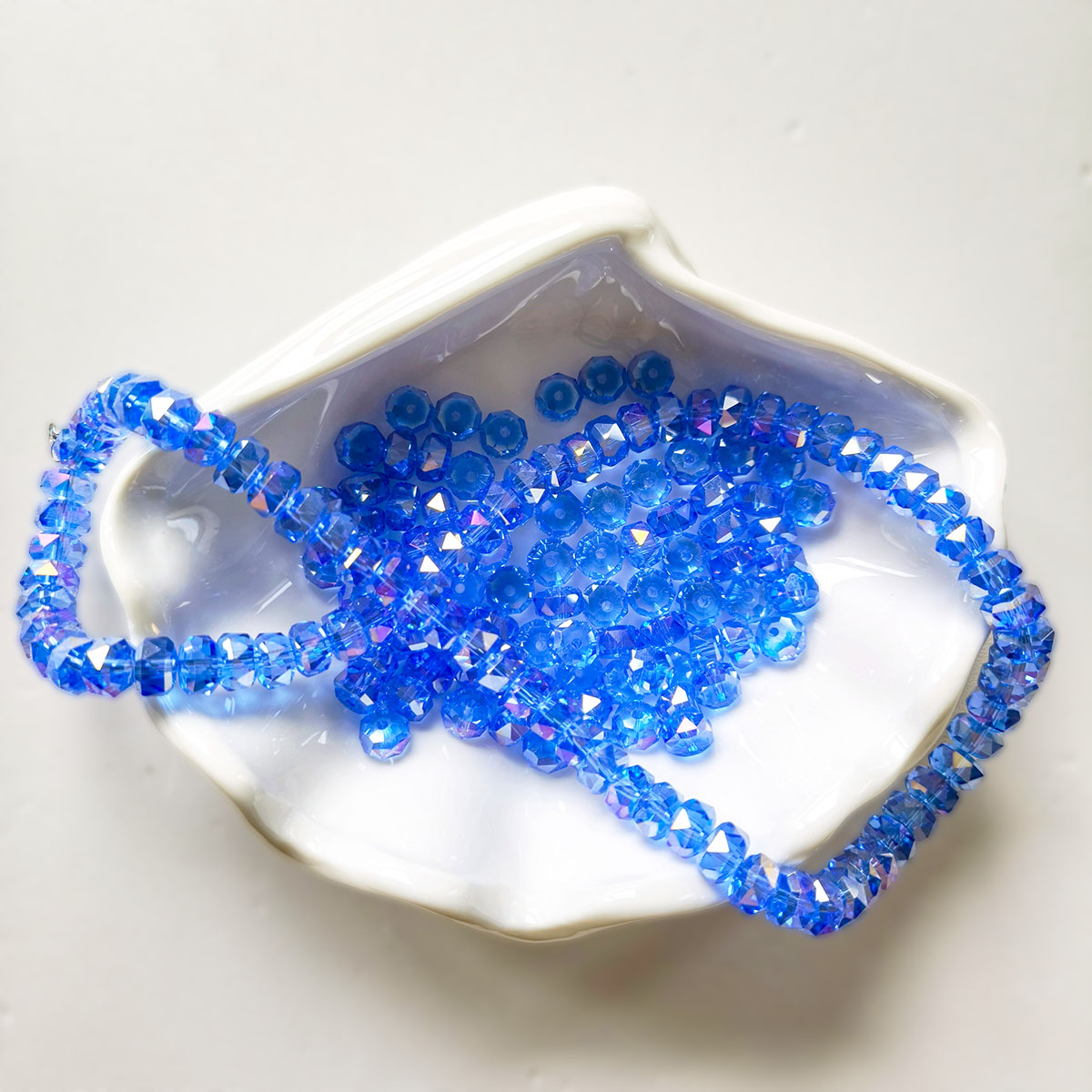 AA0170 8mm Iridescent Sparkle Cut Crystal Glass Wheel Flat Beads - Semi-Finished Jewelry Beading Accessories