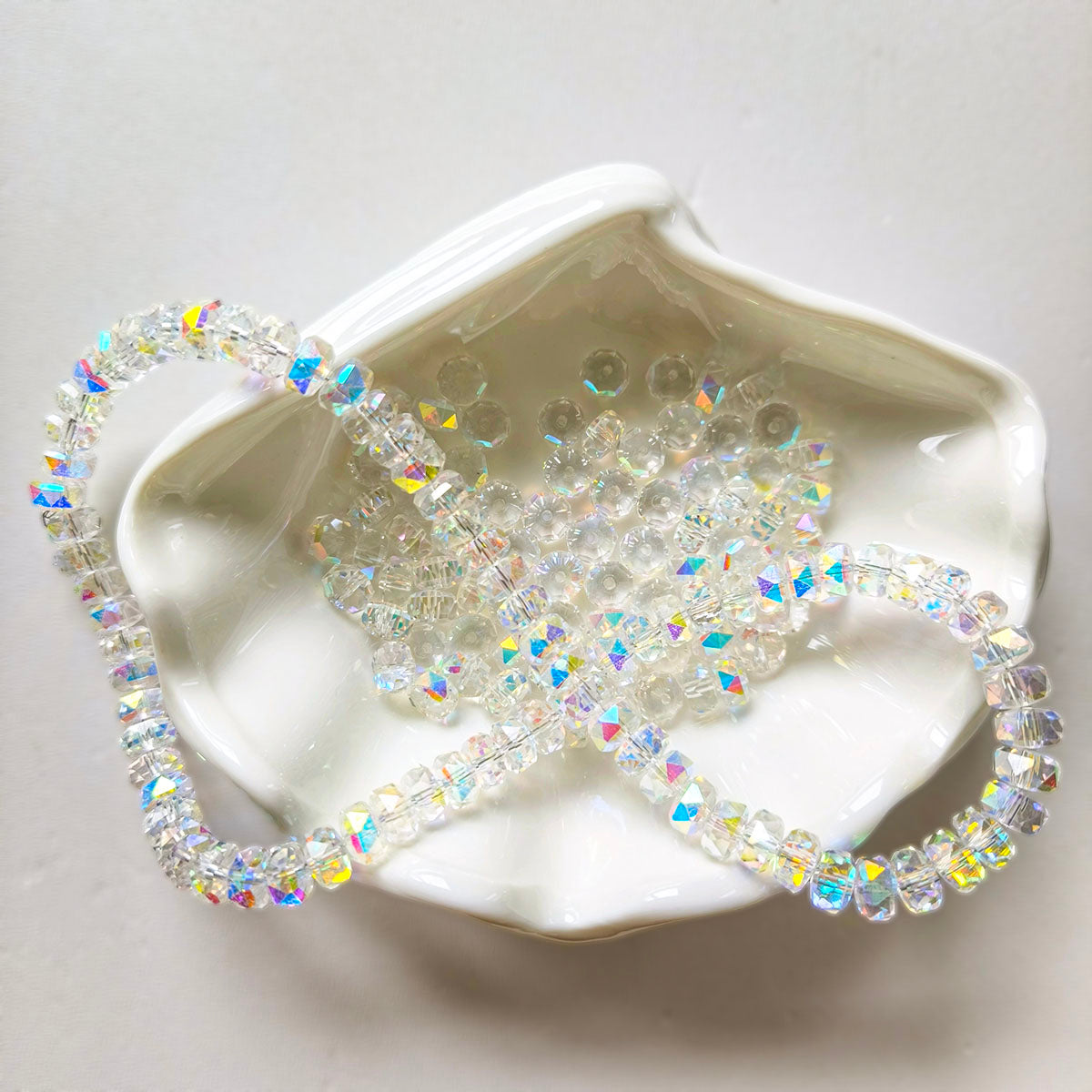 AA0170 8mm Iridescent Sparkle Cut Crystal Glass Wheel Flat Beads - Semi-Finished Jewelry Beading Accessories
