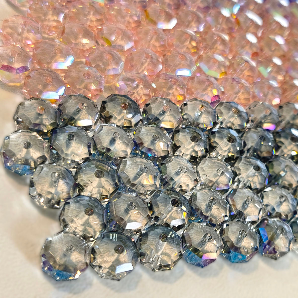 AA0170 8mm Iridescent Sparkle Cut Crystal Glass Wheel Flat Beads - Semi-Finished Jewelry Beading Accessories