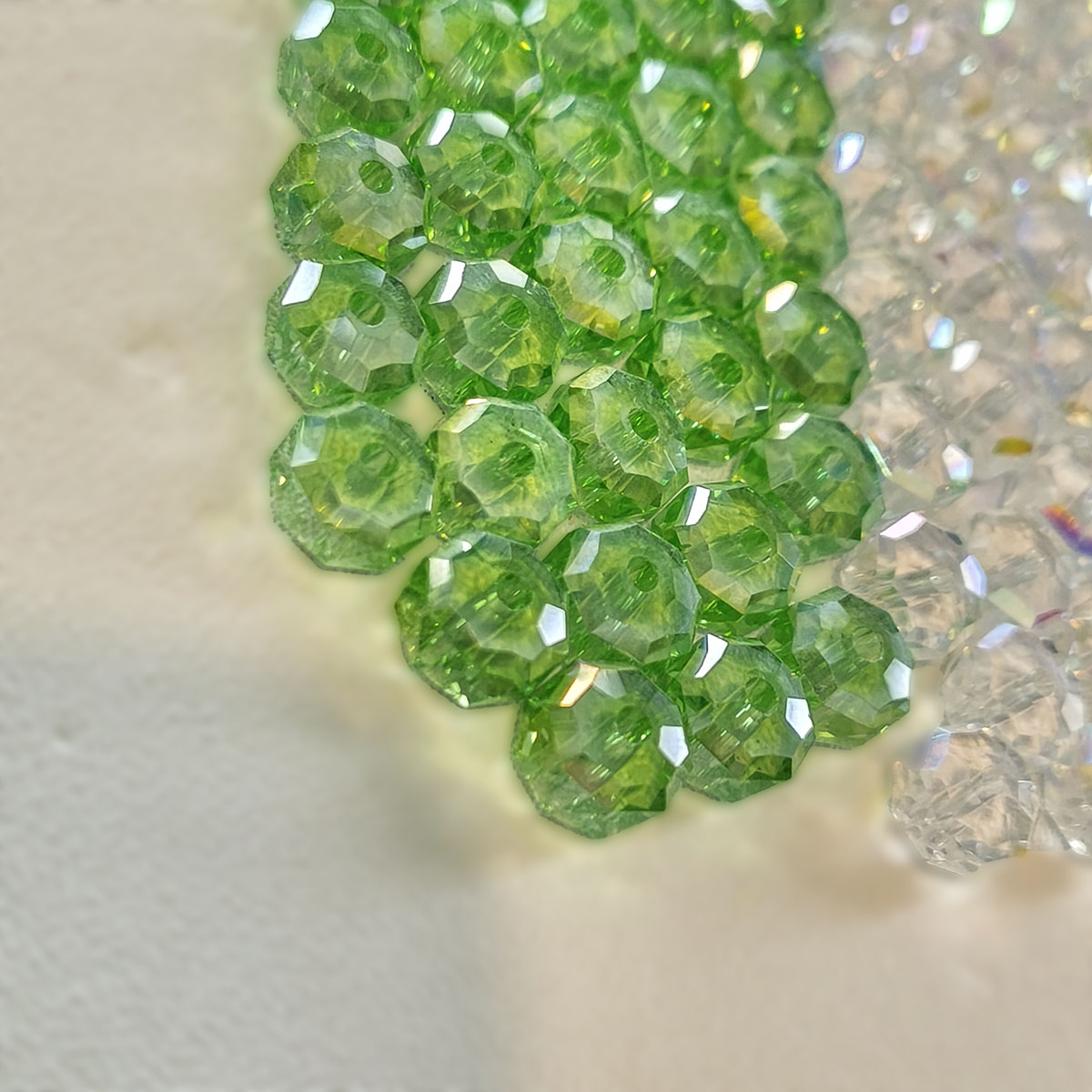 AA0170 8mm Iridescent Sparkle Cut Crystal Glass Wheel Flat Beads - Semi-Finished Jewelry Beading Accessories