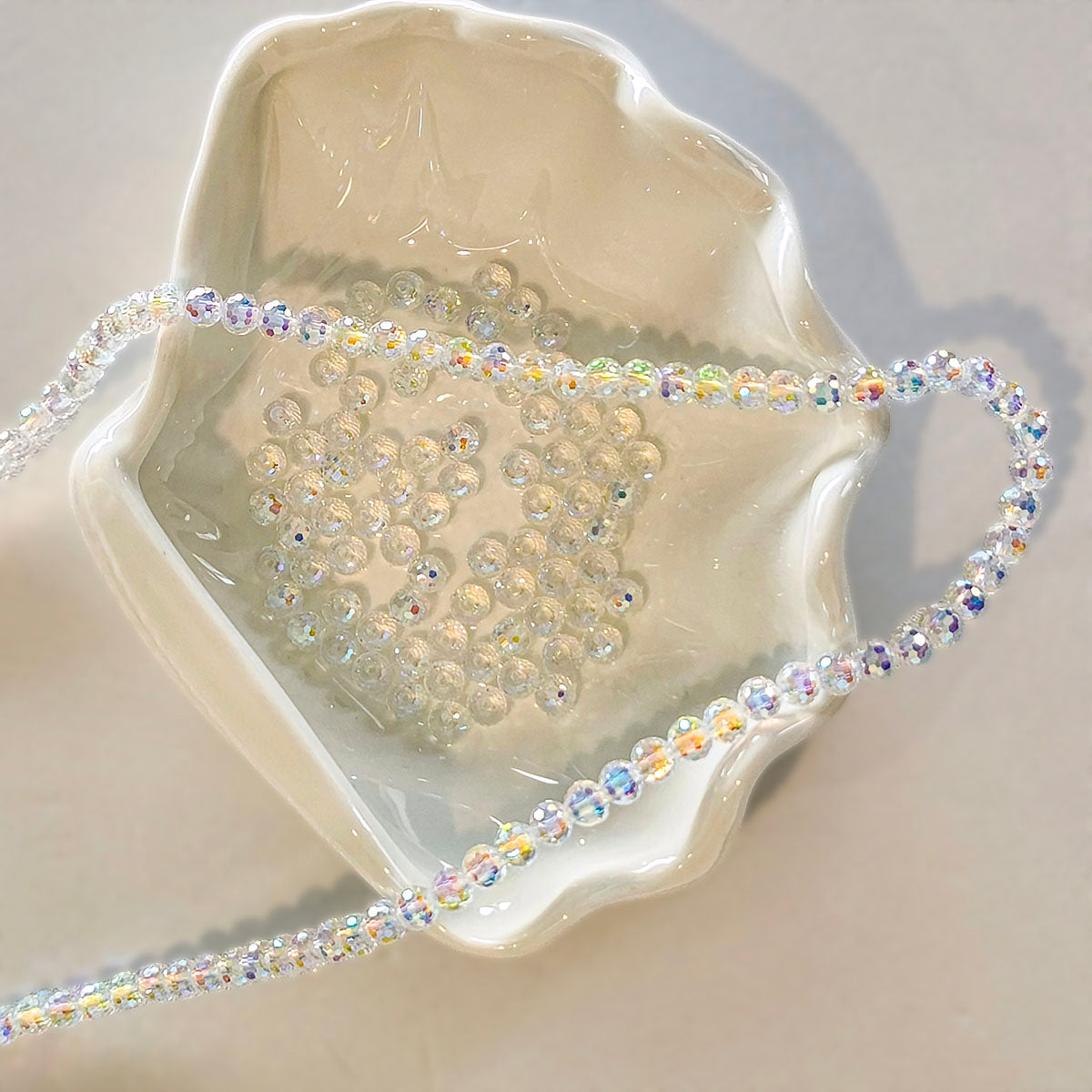 AA0171 6mm Diamond Lantern Cut Clear Glass Beads - Crystal Flat Loose Beads Handmade DIY Bracelet Jewelry Accessories