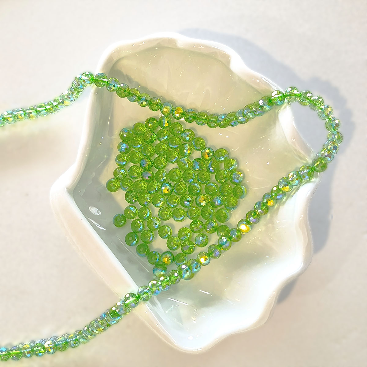 AA0171 6mm Diamond Lantern Cut Clear Glass Beads - Crystal Flat Loose Beads Handmade DIY Bracelet Jewelry Accessories