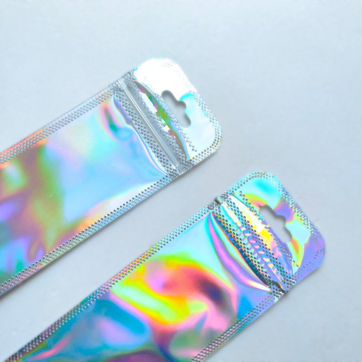 AA0173 Iridescent Laser Self-Sealing Bag - Thickened Pearl Jewelry Pouch DIY Craft Packaging Rainbow Bag