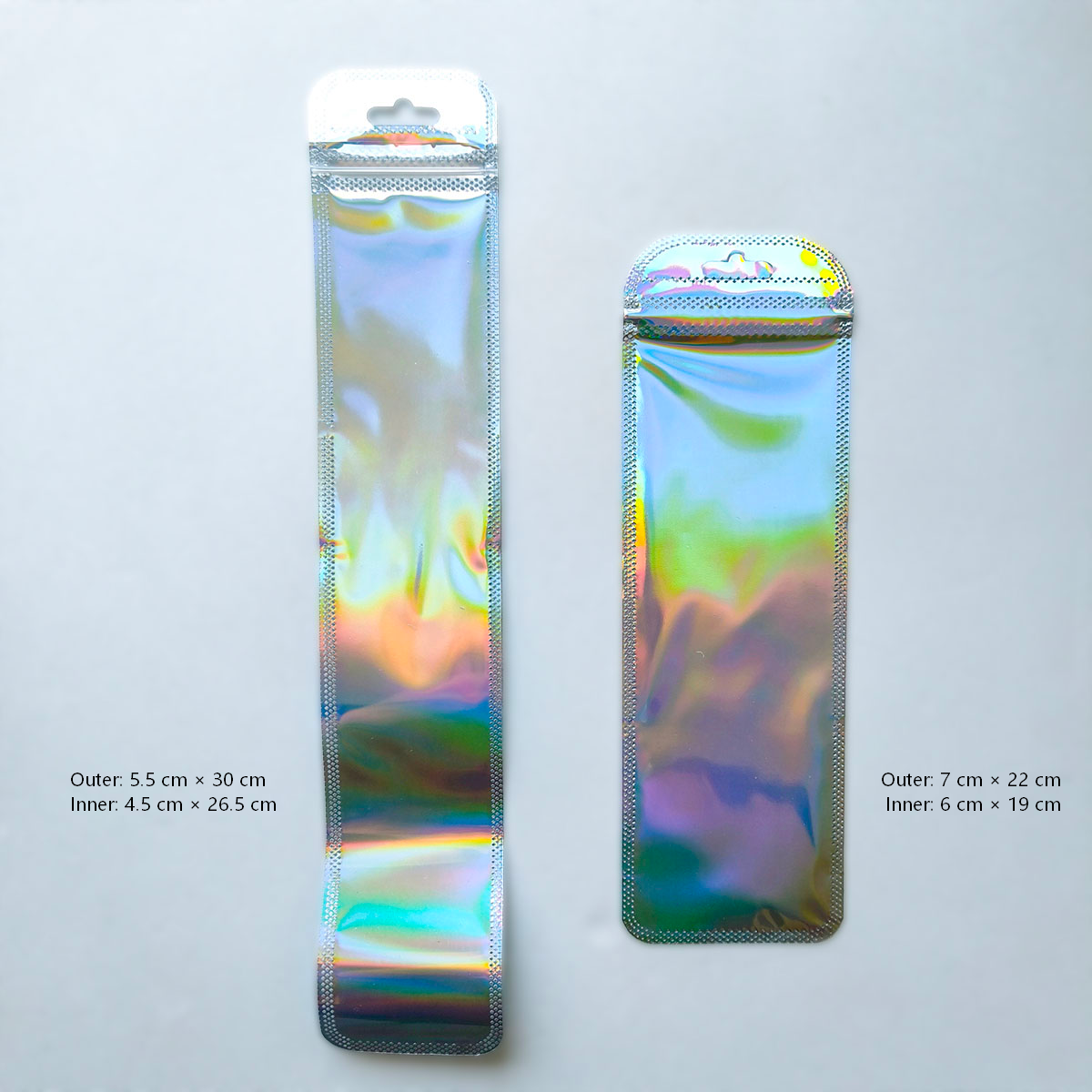AA0173 Iridescent Laser Self-Sealing Bag - Thickened Pearl Jewelry Pouch DIY Craft Packaging Rainbow Bag
